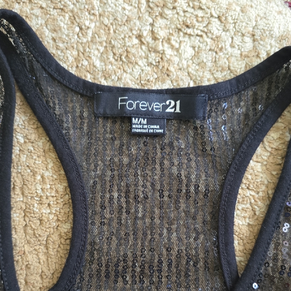 Forever 21 Black Sequin Sleeveless Top